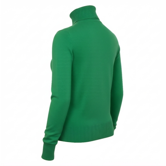 3/$30🏷 Spense Kelly Green Turtleneck Sweater Button Sleeve Details Ribbed Hem - Picture 4 of 12